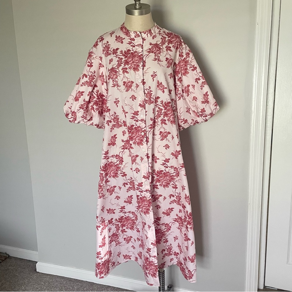 Banana Republic poplin puff sleeve shirt dress  size M